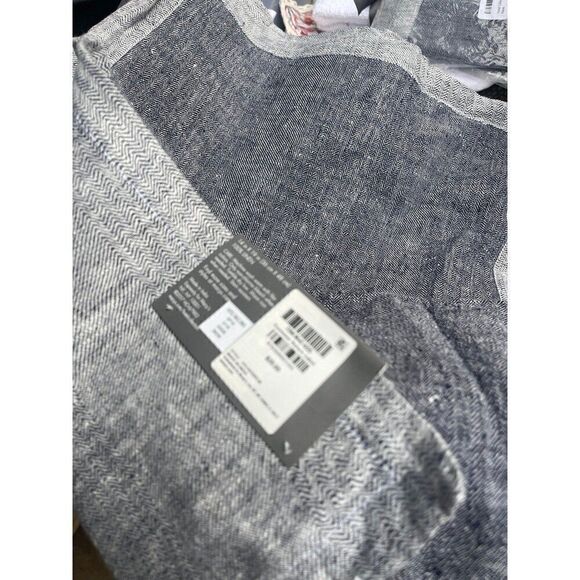 6x Hotel Collection Modern Table Linens Herringbone Navy 14" x 19" Placemats - Picture 3 of 4